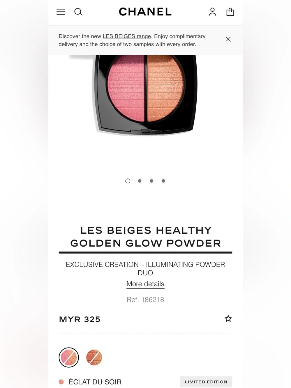 NEW CHANEL Les Beiges Exclusive Healthy Golden Glow Powder Duo in Eclat du Soir - Picture 2 of 8